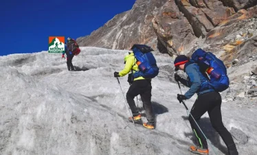 Trekkers heading towers three pass high trek, Challenges of hiking in Nepal