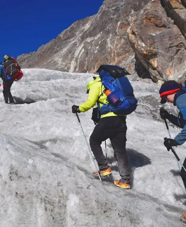 Trekkers heading towers three pass high trek, Challenges of hiking in Nepal