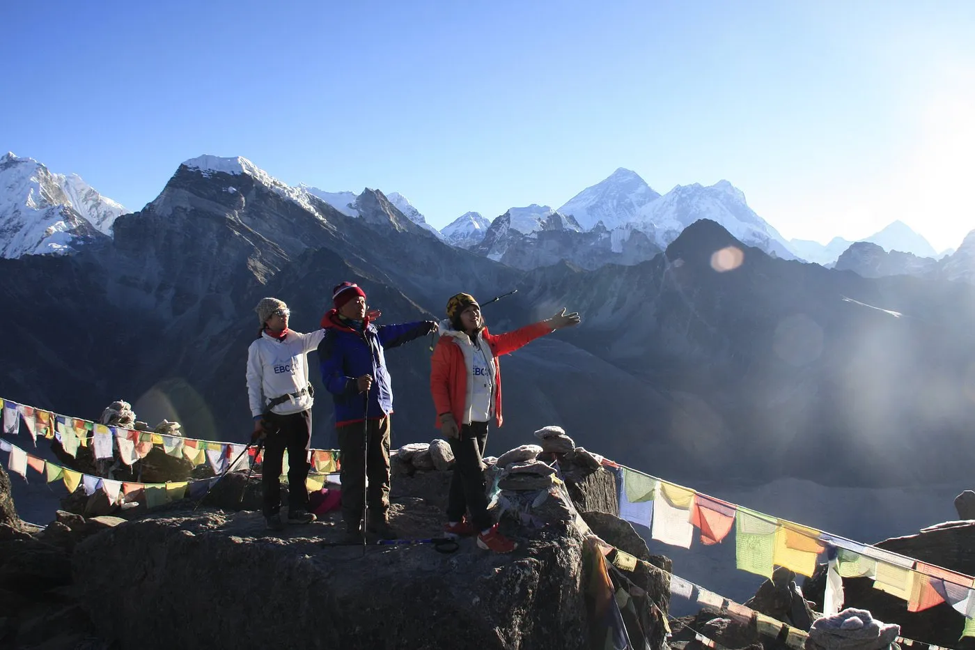 Перевал Чола с озером Гокио и базовым лагерем Эвереста